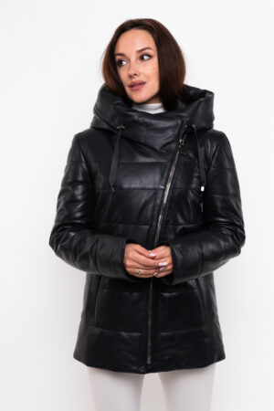 Куртка женская из натуральной кожи черная, модель W-601/kps
