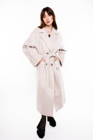 Пальто женское из кашемир светло-бежевое, модель 2056