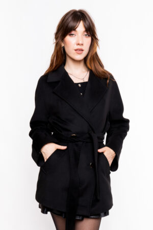 Пальто женское из кашемир черное, модель 2059