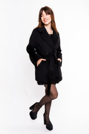 Пальто женское из кашемир черное, модель 2059