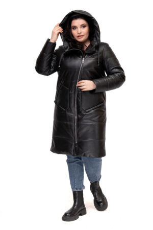 Куртка жіноча з натуральної шкіри чорна, модель W-601/kps