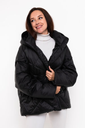 Куртка женские из тканей черные, модель Полина/kps