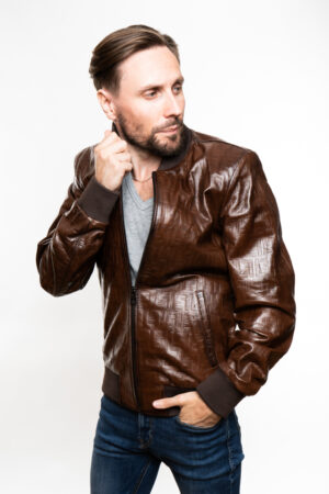 Куртка чоловіча з натуральної шкіри коричнева, модель 1107