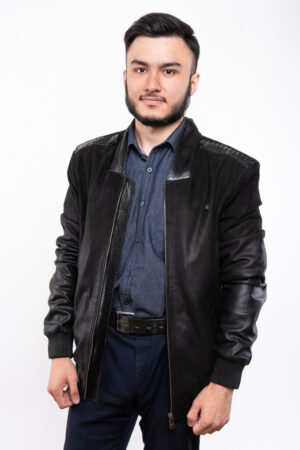 Куртка мужская из замш/деграде/питон черная, модель 1081