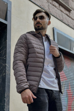 Куртка мужские из тканей коричневые, модель Ls-9001/kps