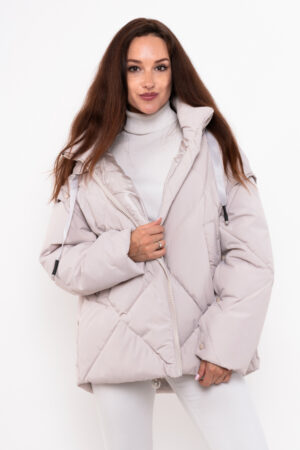 Куртка жіноча з тканини молоко, модель Ls-8913