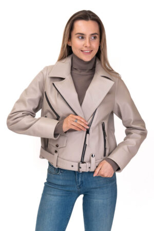 Куртка женская из натуральной кожи бежевая, модель K-1