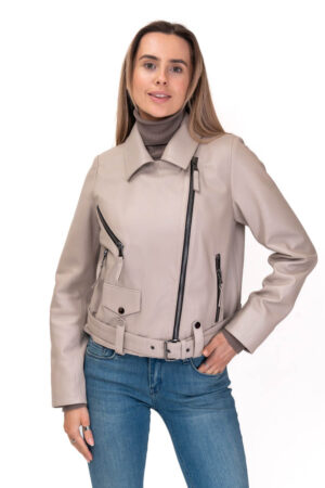 Куртка жіноча з кожа/antik бежева, модель Ms-63