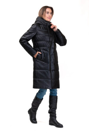 Куртка жіноча з натуральної шкіри чорна, модель 1020/kps