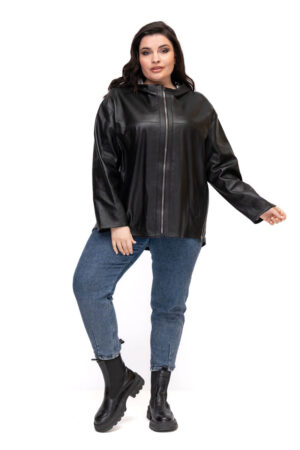 Куртка женская из натуральной кожи черная/серая, модель Karina/kps/двухст