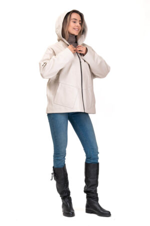 Куртка жіноча з натуральної шкіри бежева, модель Z-2071/kps