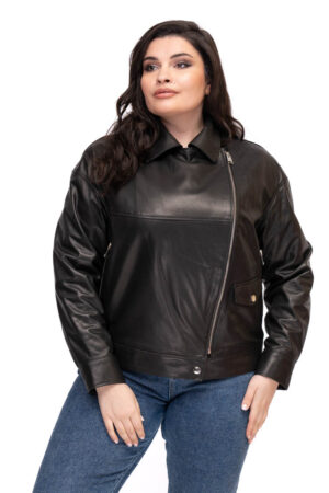 Куртка жіноча з натуральної шкіри чорна, модель 9059