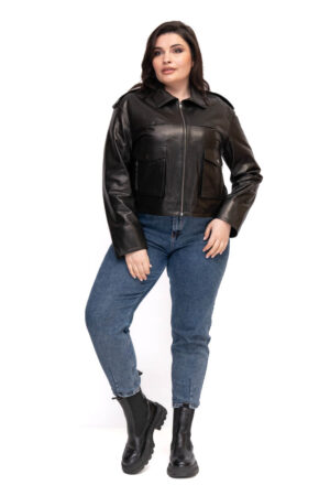 Куртка женская из натуральной кожи черная, модель 3333