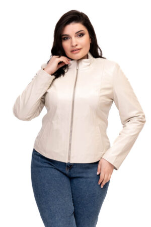 Куртка жіноча з натуральної шкіри бiла, модель Sb-01