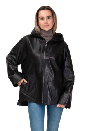 Куртка женская из натуральной кожи черная, модель Z-2071/kps