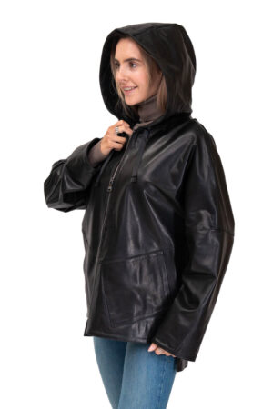Куртка женская из натуральной кожи черная, модель Z-2071/kps