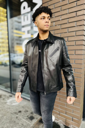 Куртка мужская из натуральной кожи черная, модель M-57