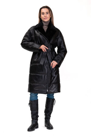 Куртка женская из кожи/Tissavel черная, модель K6-05