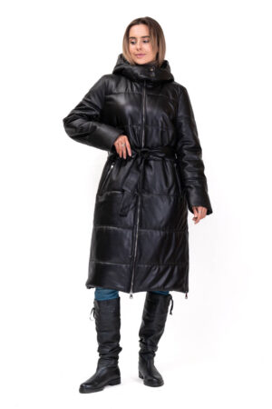 Куртка жіноча з кожа/tissavel чорна, модель K6-05