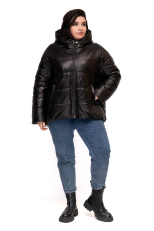Куртка женская из натуральной кожи черная, модель Kg-590/kps