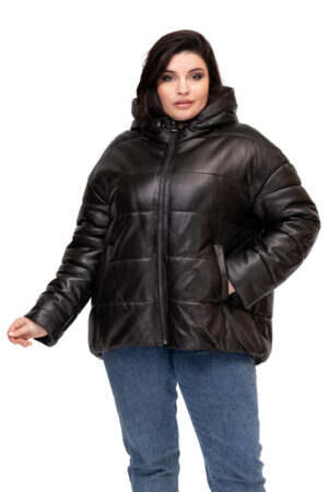 Куртка женская из натуральной кожи черная, модель K6-06/kps