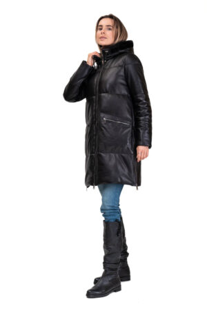 Куртка жіноча з натуральної шкіри чорна, модель Kg-590/kps