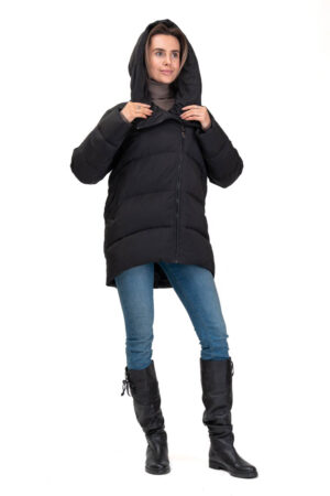 Куртка жіноча з тканини чорна, модель 23f066-1/kps
