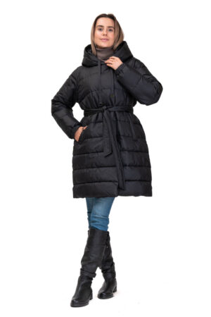 Куртка жіноча з тканини чорна, модель 23f035-2/kps