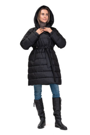 Куртка жіноча з тканини чорна, модель 23f039/kps