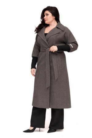 Пальто женское из кашемир серое, модель 19