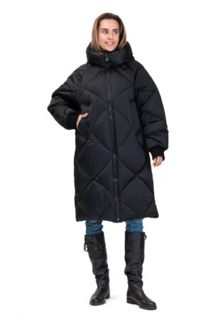 Куртка жіноча з тканини чорна, модель 23f509/kps