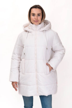 Куртка жіноча з тканини бiла, модель P-2301/kps
