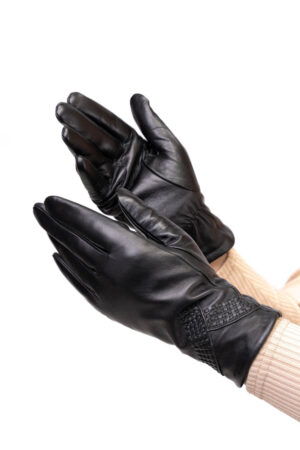 Перчатки женские из натуральных кож черные, модель Y-013/лайка
