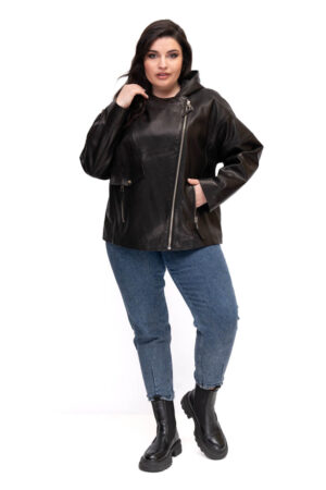 Куртка жіноча з натуральної шкіри чорна, модель Ms-257