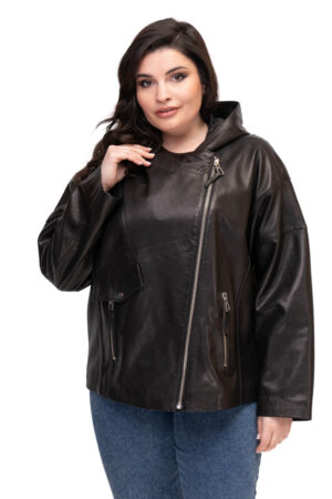 Куртка женская из натуральной кожи черная, модель Z-2229/kps