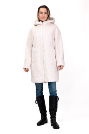 Пальто женское из кашемир серое, модель 19