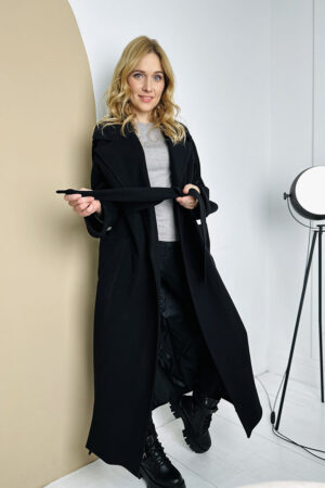 Пальто женское из кашемир серое, модель 440