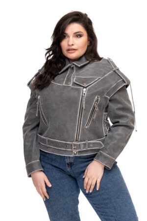 Куртка жіноча з замш/antic сiра, модель Ms-257
