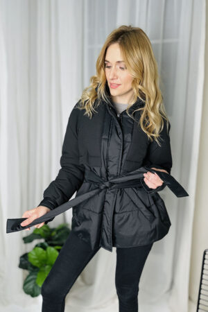 Куртка женские из тканей черные, модель M-134/kps