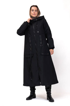 Куртка жіноча з тканини чорна, модель 117/kps