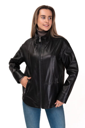 Куртка женская из натуральной кожи черная, модель 150