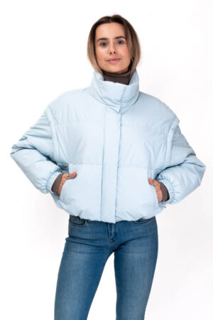 Куртка женские из тканей голубои, модель 591/жилет
