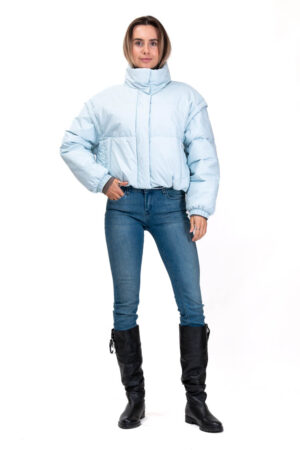 Куртка жіноча з тканини блакитна, модель 591/жилет