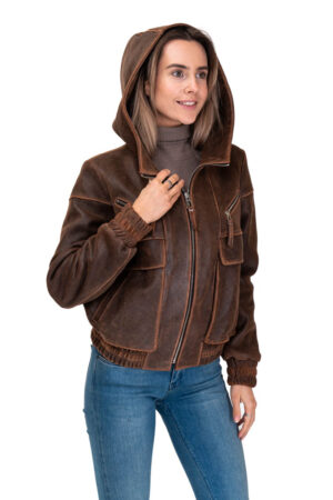 Куртка женская из кожи/antik KAHVE, модель Z-2432/kps