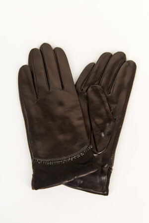 Перчатки женские из натуральных кож черные, модель S-04/олень