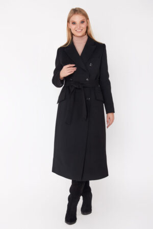 Пальто женское из кашемир серое, модель 440