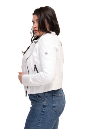 Куртка женская из натуральной кожи белая, модель 2505