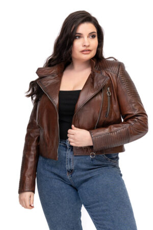 Куртка жіноча з натуральної шкіри коричнева, модель 4052