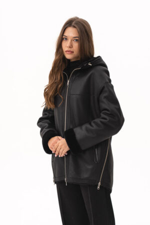 Дублянка жіноча з натуральної овчини чорна, модель 6219/kps/двухстор Дублянка жіноча з натуральної овчини чорна, модель 6219/kps/двухстор