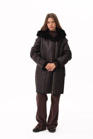 Дублянка жіноча з натуральної овчини коричнева, модель 6309/kps Дублянка жіноча з натуральної овчини коричнева, модель 6309/kps